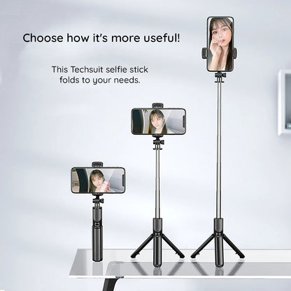 Selfie Stick Bluetooth Techsuit S03, Universal, Negru