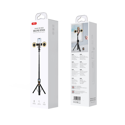 Selfie Stick Bluetooth XO Design SS23 Dual Lights, Universal, Negru