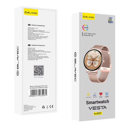 Smartwatch Blavec M01 Vesta Call, Roz Auriu