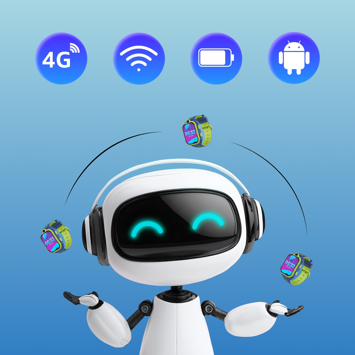 Smartwatch Forever Kids Boost KW-530 Call, Albastru
