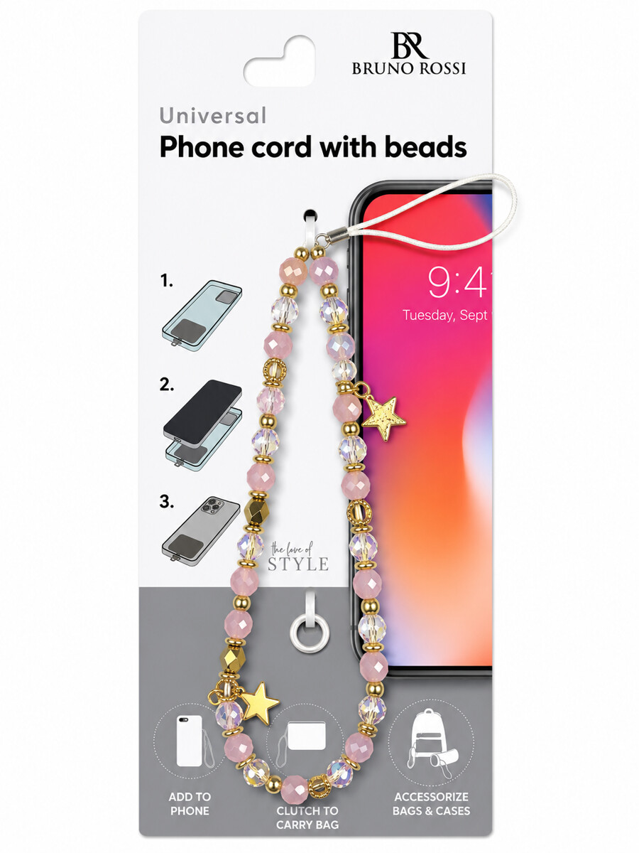 Snur Telefon cu Margele Bruno Rossi BT-21, Multicolor