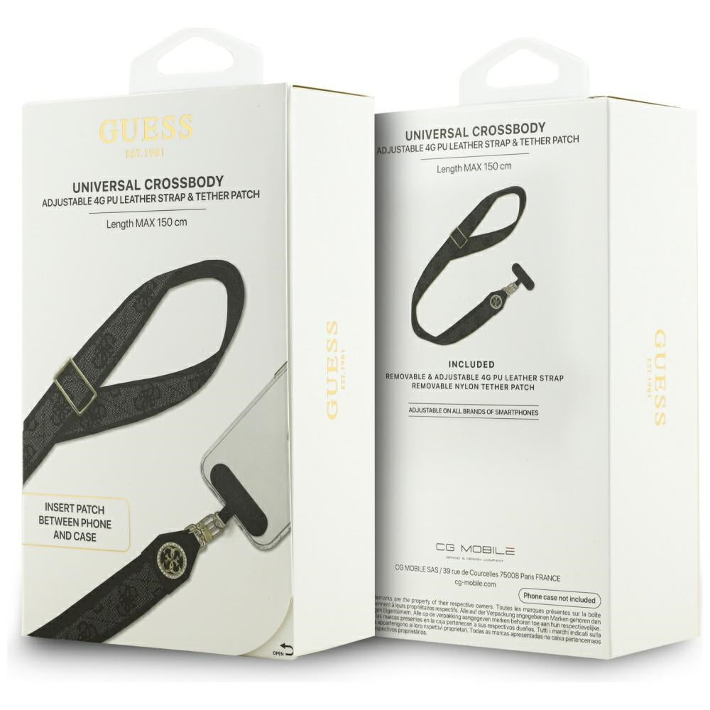 Snur Telefon Guess 4G Strass Metal Logo, Negru