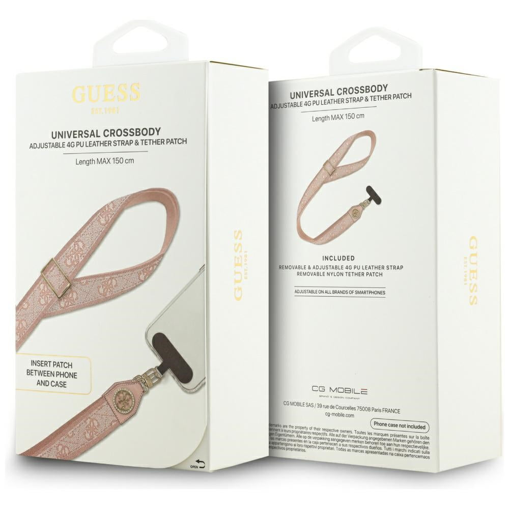 Snur Telefon Guess 4G Strass Metal Logo, Roz