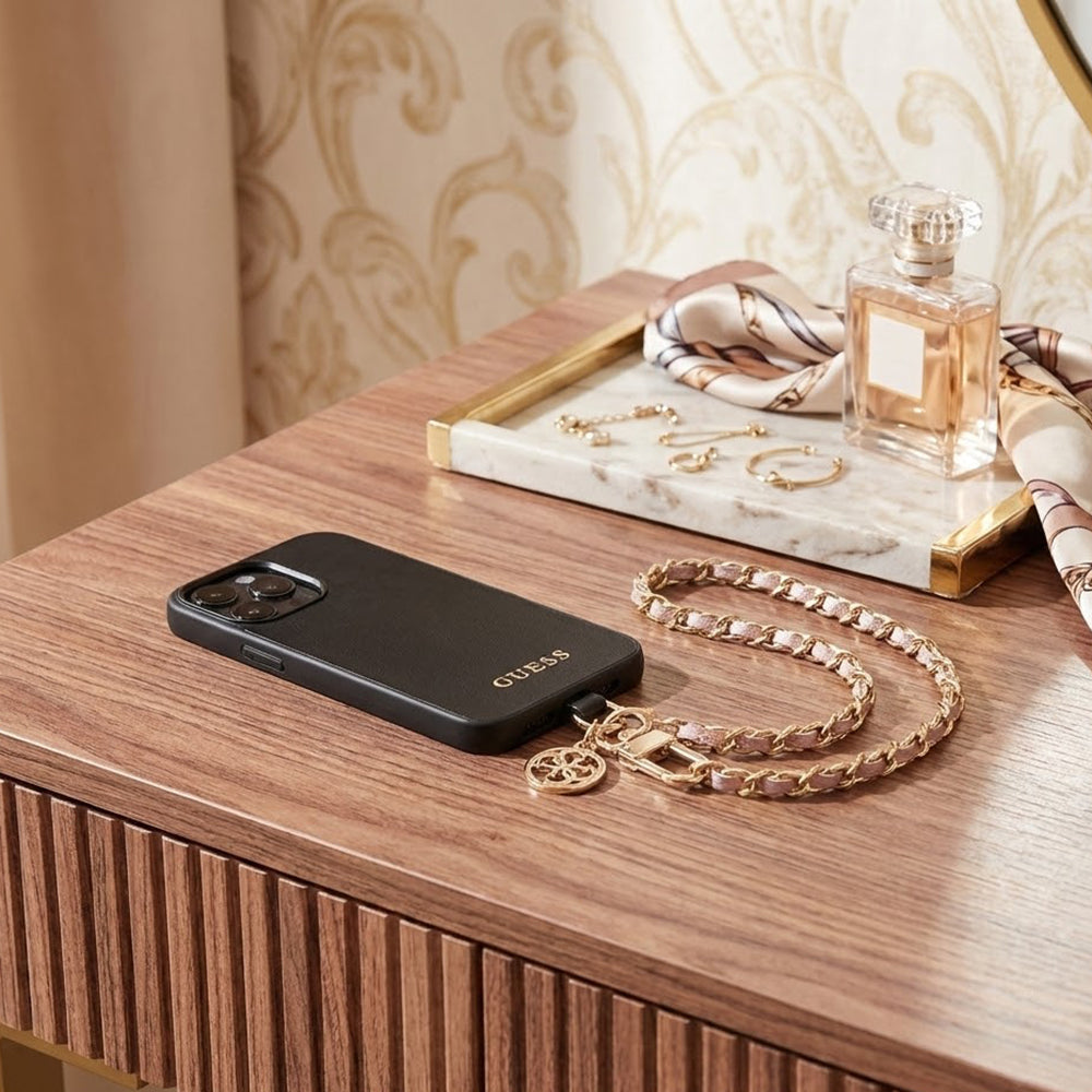 Snur Telefon Guess Saffiano 4G Charm, Negru