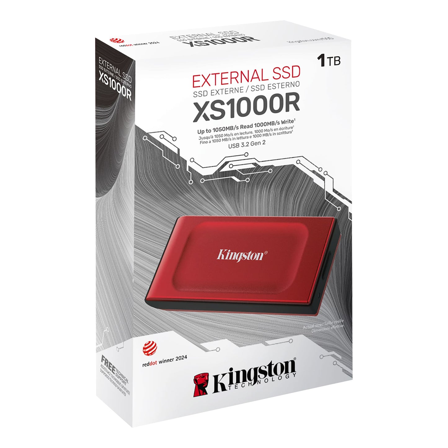 Solid State Drive (SSD Extern) Kingston XS1000, 1TB, Rosu SXS1000R/1000G