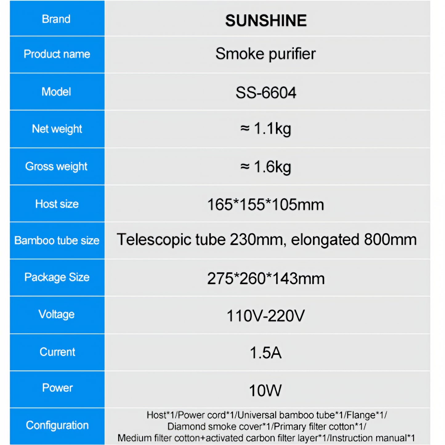 Statie Filtrare / Evacuare Noxe Sunshine SS-6604