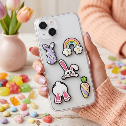 Sticker 3D OEM Bunny pentru Husa Telefon / Tableta, Set 5 bucati, Multicolor