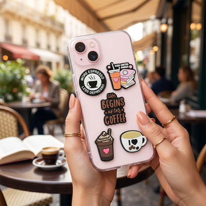Sticker 3D OEM Coffee pentru Husa Telefon / Tableta, Set 5 bucati, Multicolor