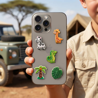 Sticker 3D OEM Jungle pentru Husa Telefon / Tableta, Set 5 bucati, Multicolor