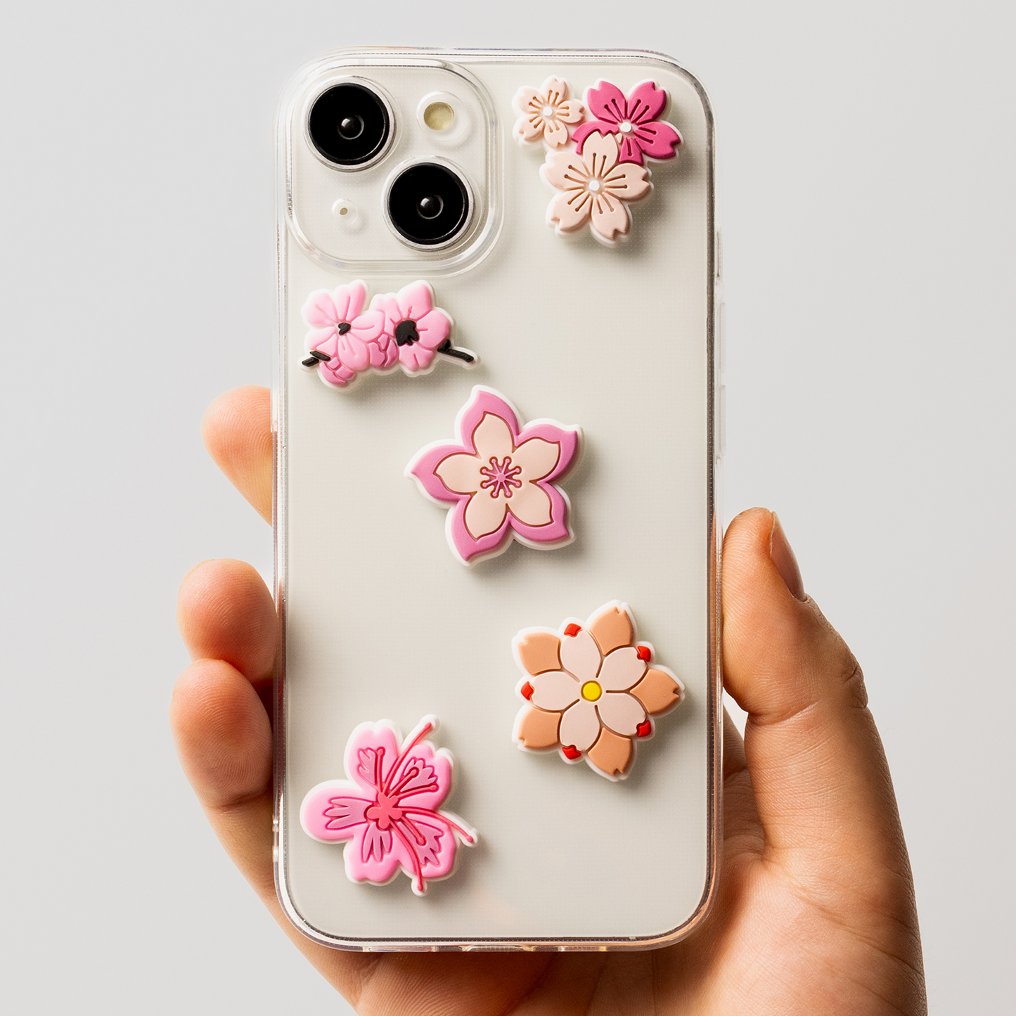 Sticker 3D OEM Pink Blossom pentru Husa Telefon / Tableta, Set 5 bucati, Multicolor