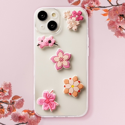 Sticker 3D OEM Pink Blossom pentru Husa Telefon / Tableta, Set 5 bucati, Multicolor