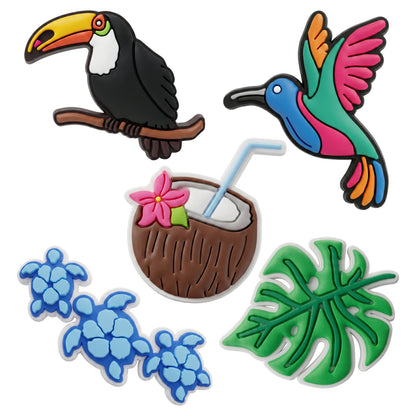 Sticker 3D OEM Tropical Birds pentru Husa Telefon / Tableta, Set 5 bucati, Multicolor
