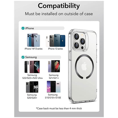 Sticker Metalic ESR HaloLock, Set 2 bucati, Negru Argintiu