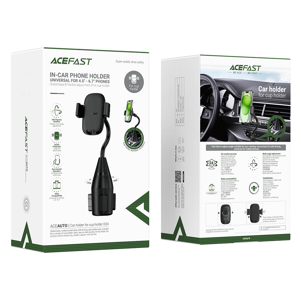Suport Auto Acefast D24, 4.5inch - 6.7inch, Negru