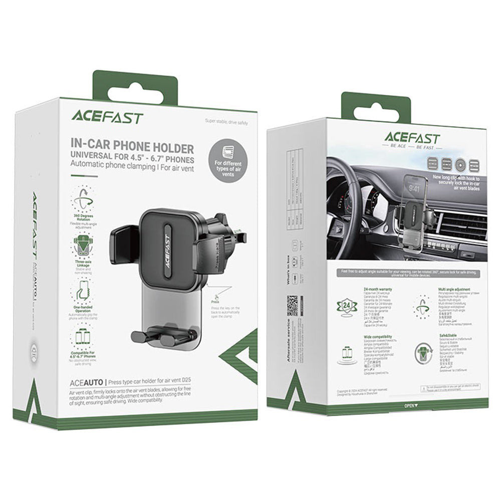 Suport Auto Acefast D25, 4.5inch - 6.7inch, Negru