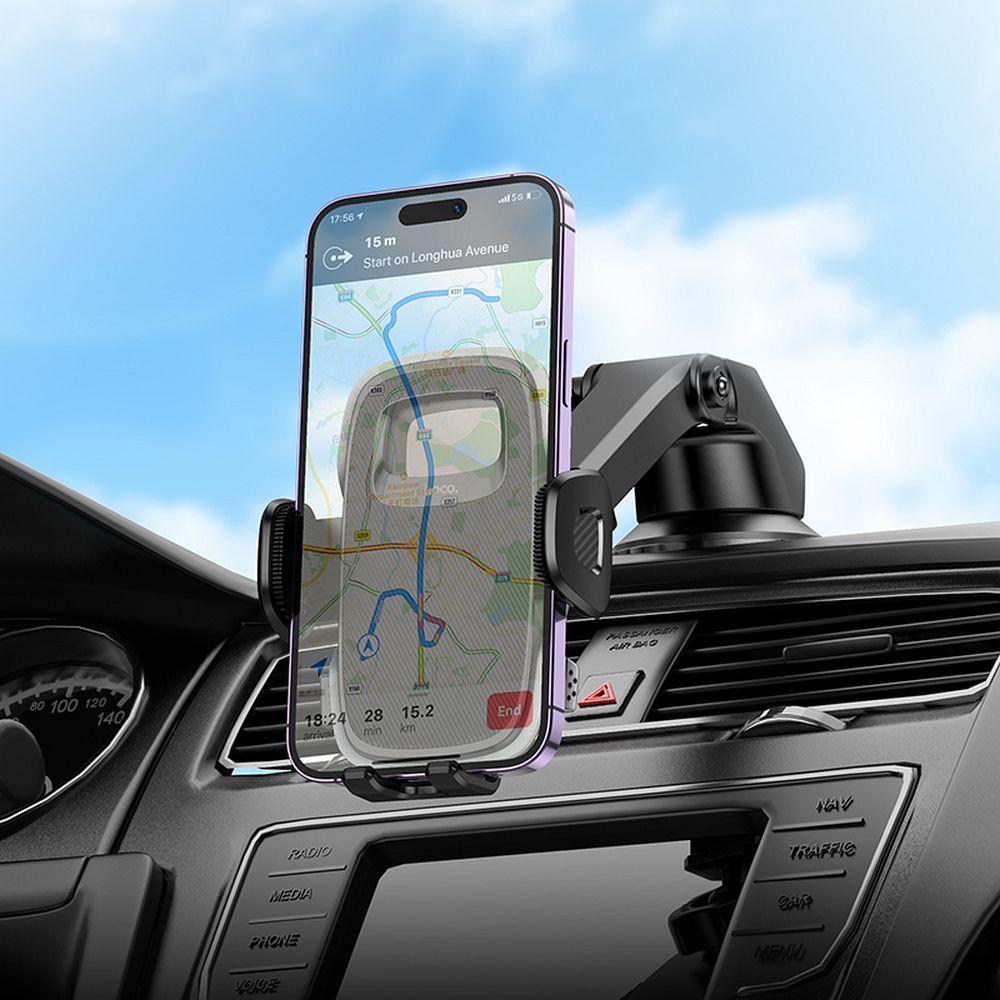 Suport Auto HOCO Fair H15, 4.5inch - 7inch, Negru