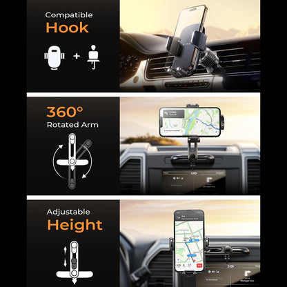 Suport Auto Lisen 2in1, 4.7inch - 7.2inch, Negru YL0222040016