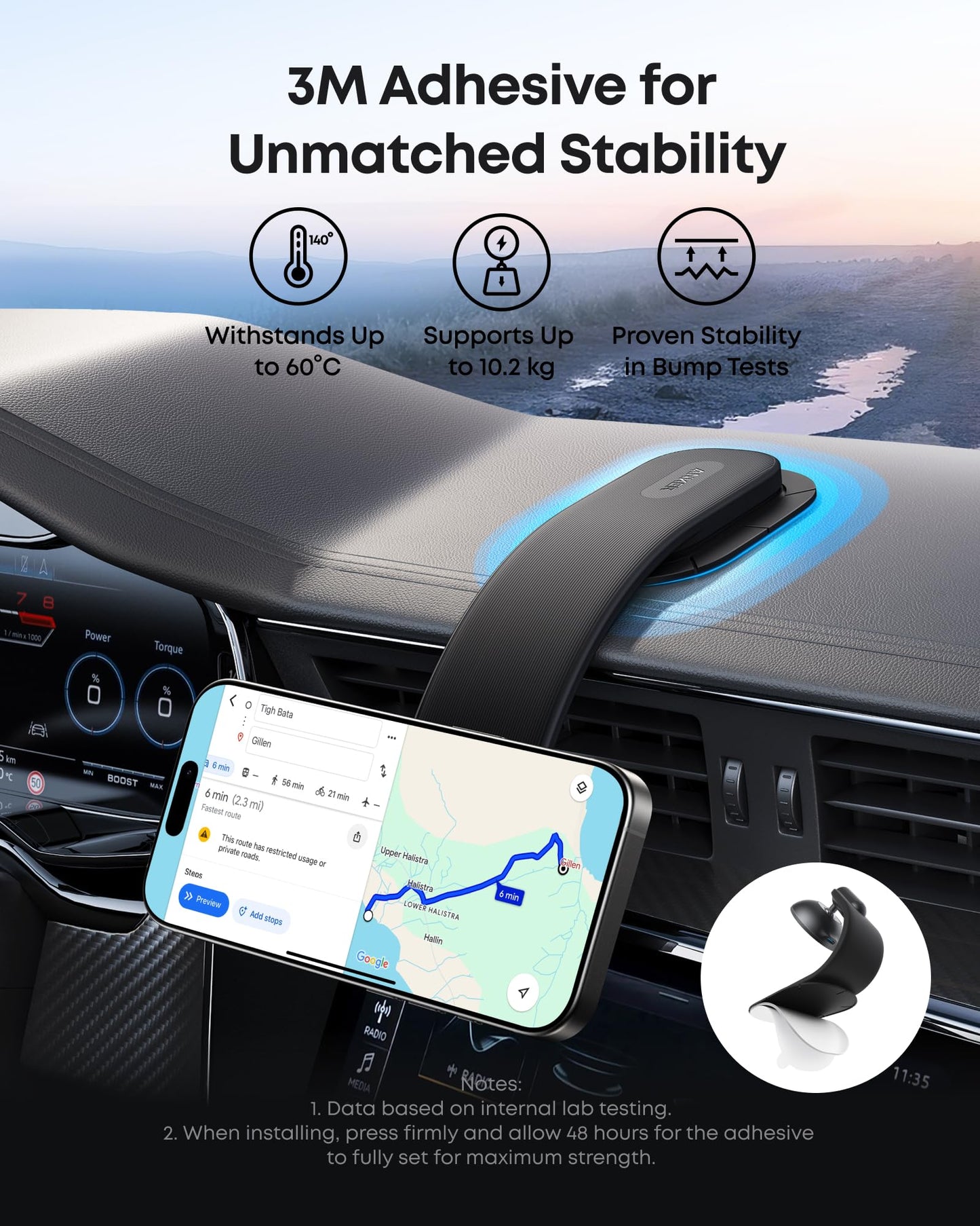 Suport Auto Magnetic Anker Nano, Universal, Negru A9110H11