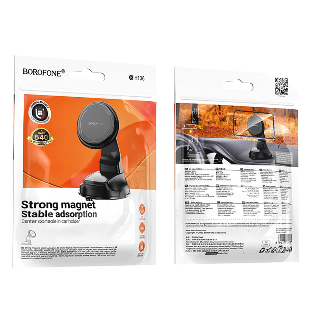 Suport Auto Magnetic Borofone BH136 Parker, 4.5inch - 7inch, Negru