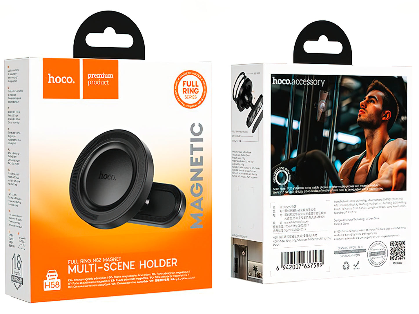 Suport Auto Magnetic HOCO H58, 4.5inch - 7inch, Negru