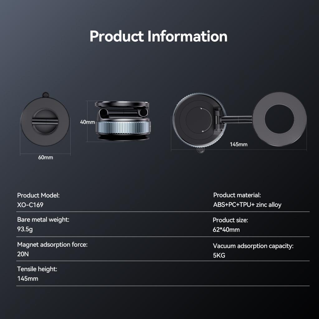 Suport Auto Magnetic XO Design C169, Universal, Negru