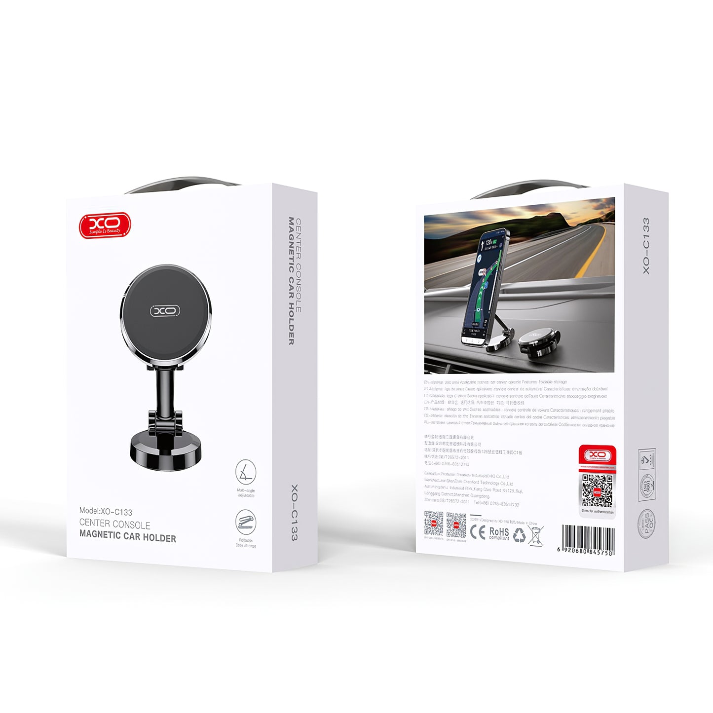Suport Auto Magnetic XO Design C133, 4.7inch - 6.9inch, Negru