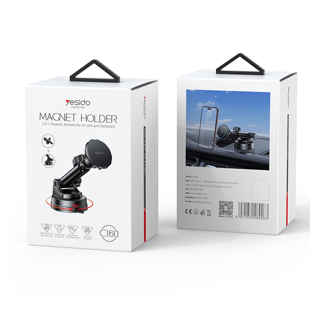 Suport Auto Magnetic Yesido C160, Universal, Negru
