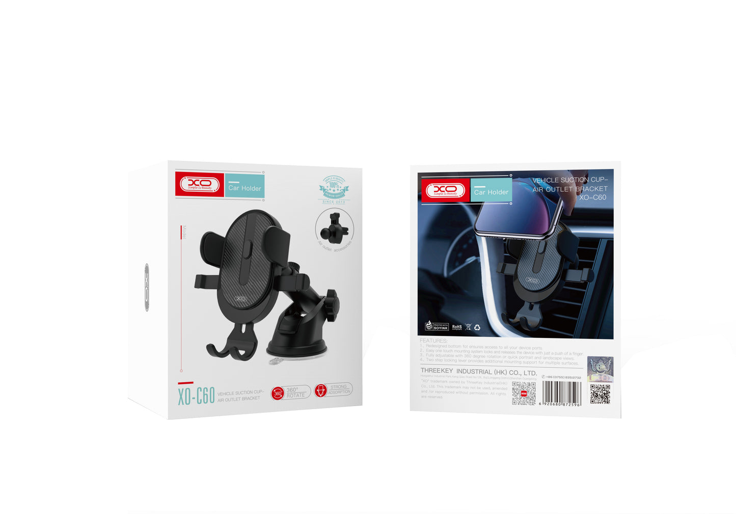 Suport Auto XO Design C60 2in1, 4inch - 6inch, Negru