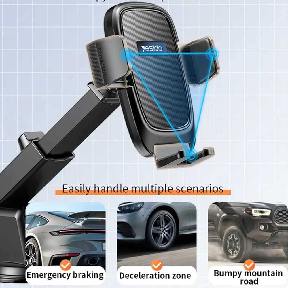 Suport Auto Yesido C262, 4.7inch - 7.2inch, Negru