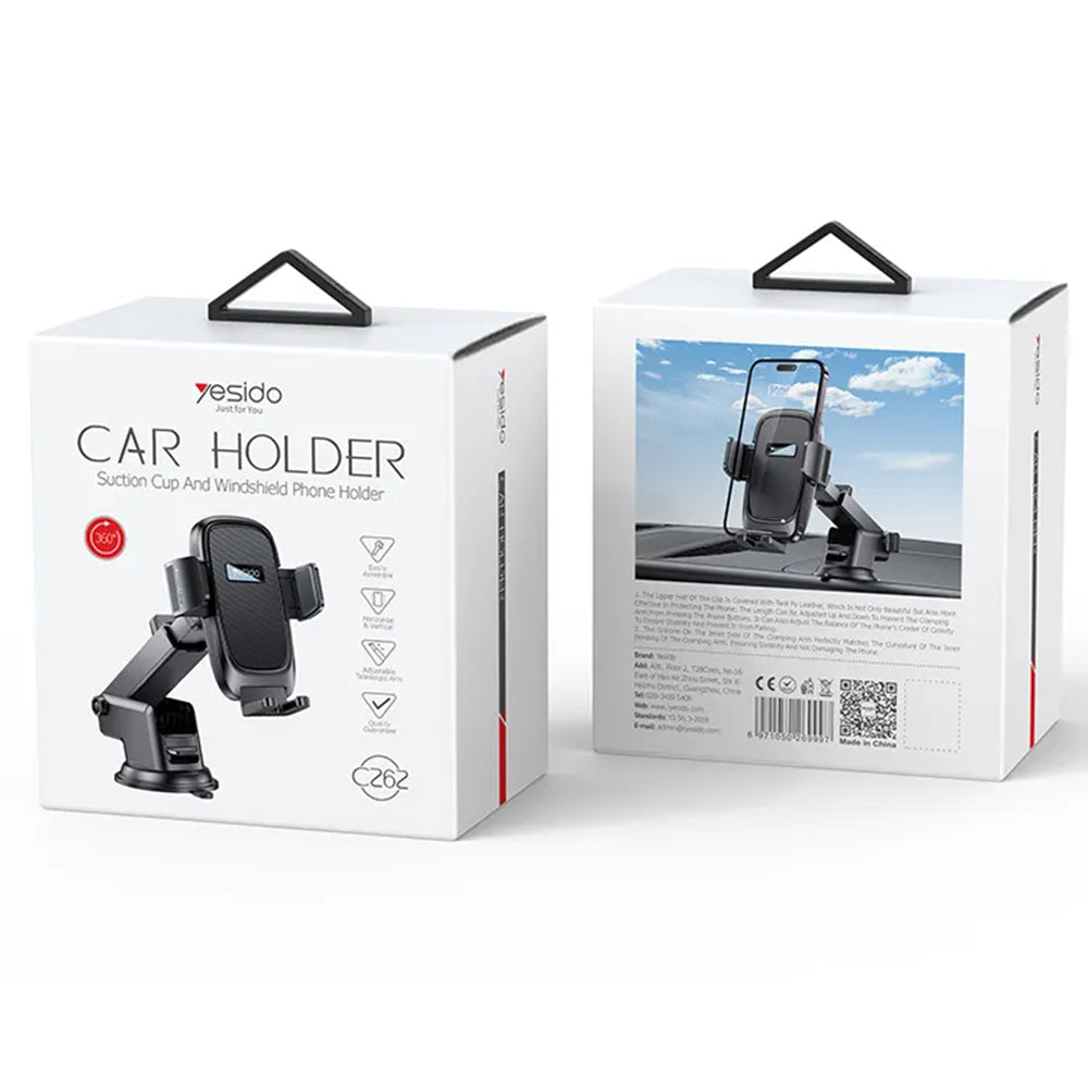 Suport Auto Yesido C262, 4.7inch - 7.2inch, Negru