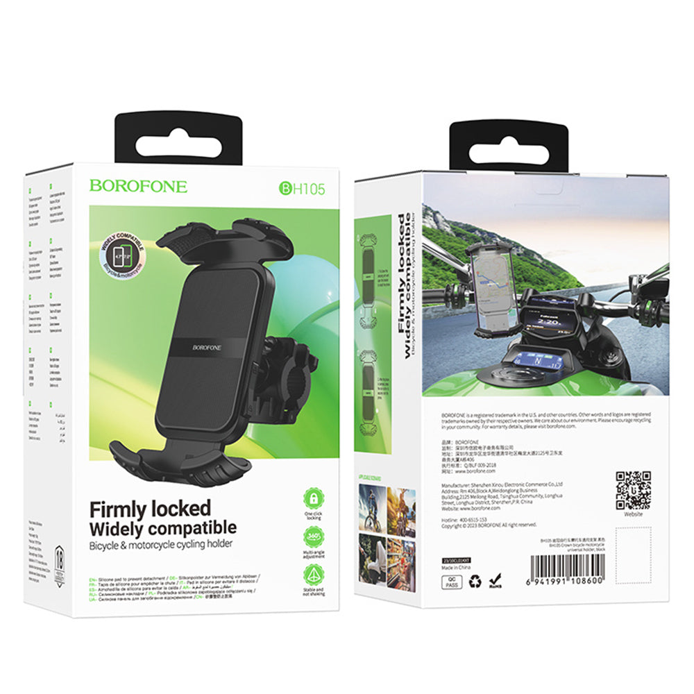 Suport Bicicleta Motocicleta Borofone BH105 Basalt, 4.7inch - 7inch, Negru