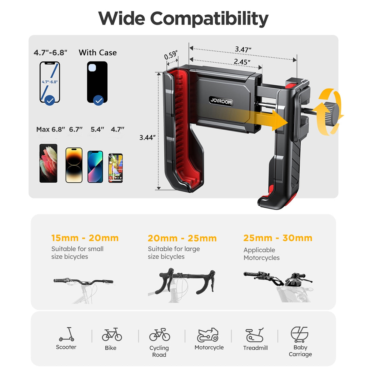 Suport Bicicleta Joyroom JR-ZS266, 4.7inch - 7inch, Negru