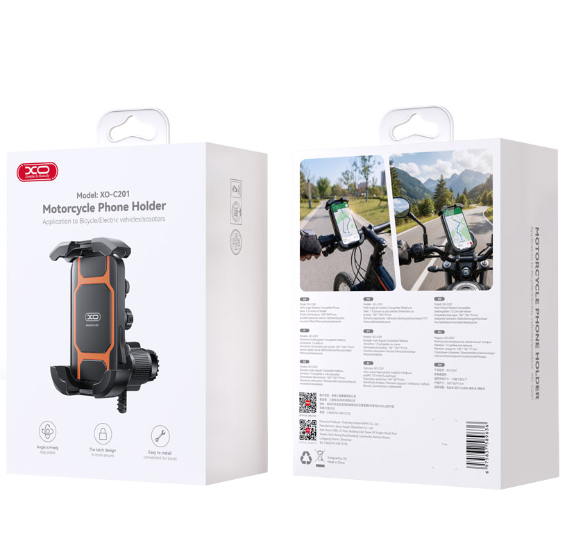 Suport Bicicleta Motocicleta XO Design C201, 4.5inch - 7inch, Negru Portocaliu