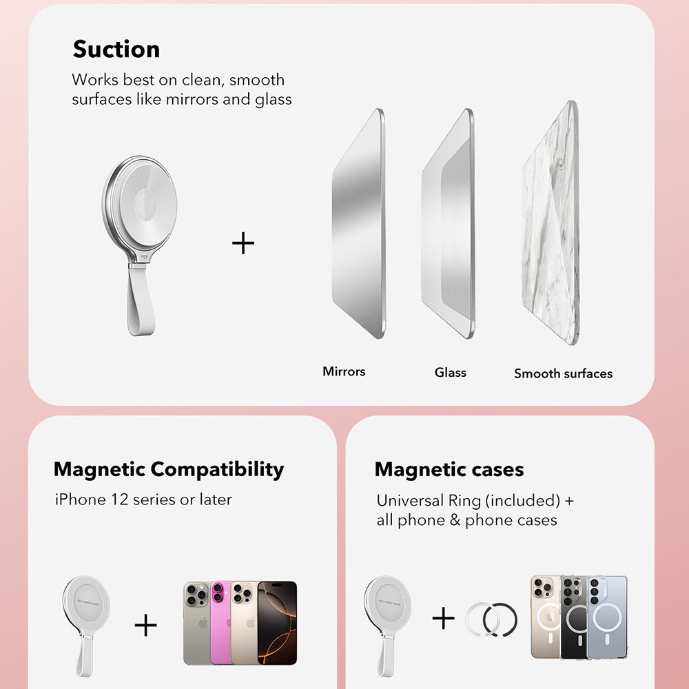 Suport Inel ESR HaloLock Leather, Universal, Alb