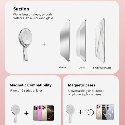 Suport Inel ESR HaloLock Leather, Universal, Alb