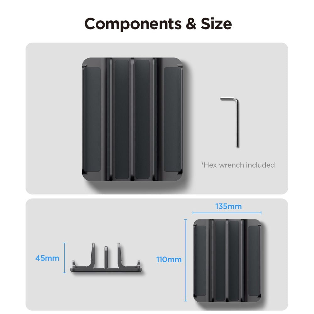 Suport Vertical Spigen LD208S4 Two pentru Laptop cu grosime 14mm - 27mm, Gri  AMP10640