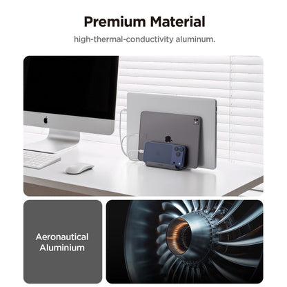 Suport Vertical Spigen LD208S4 Two pentru Laptop cu grosime 14mm - 27mm, Gri  AMP10640