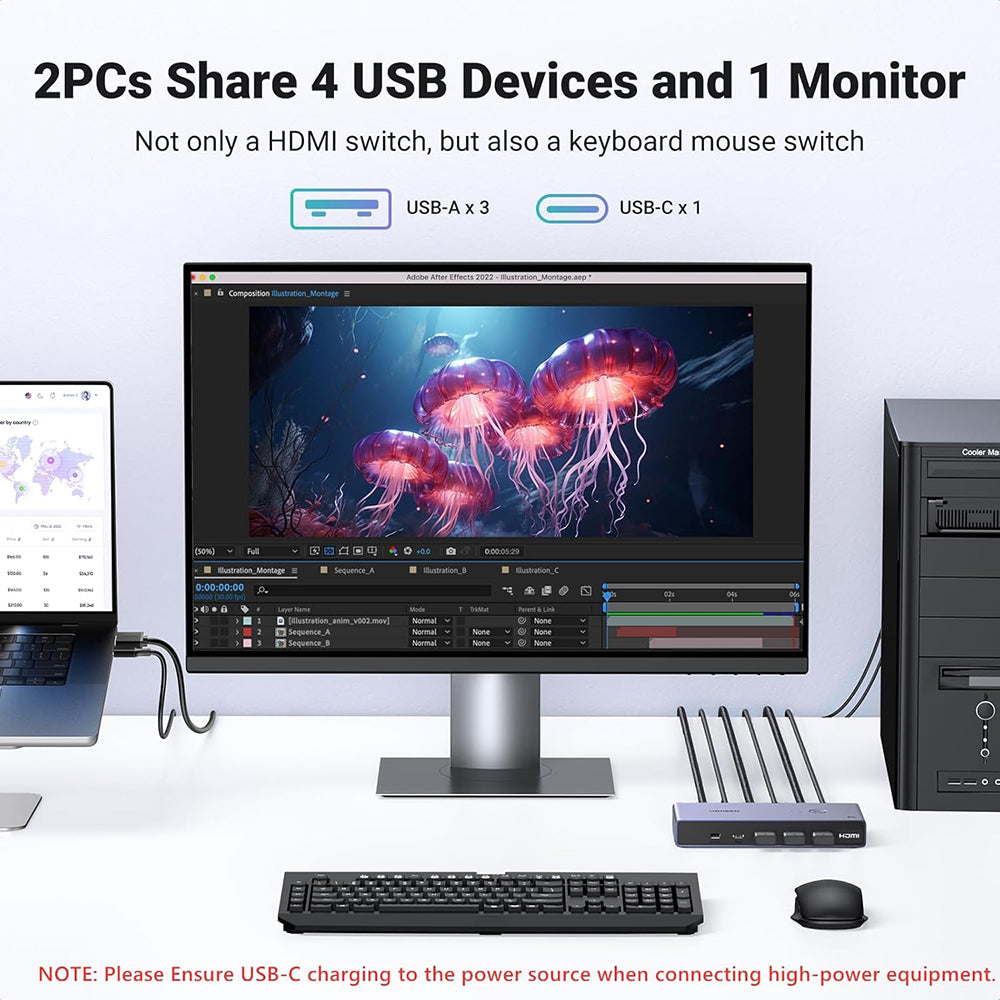 Switch Video UGREEN CM692, Gri