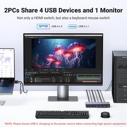 Switch Video UGREEN CM692, Gri
