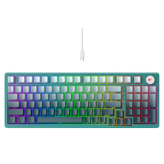 Tastatura Gaming HAVIT KB899L, RGB, 1.8m, Alba Verde