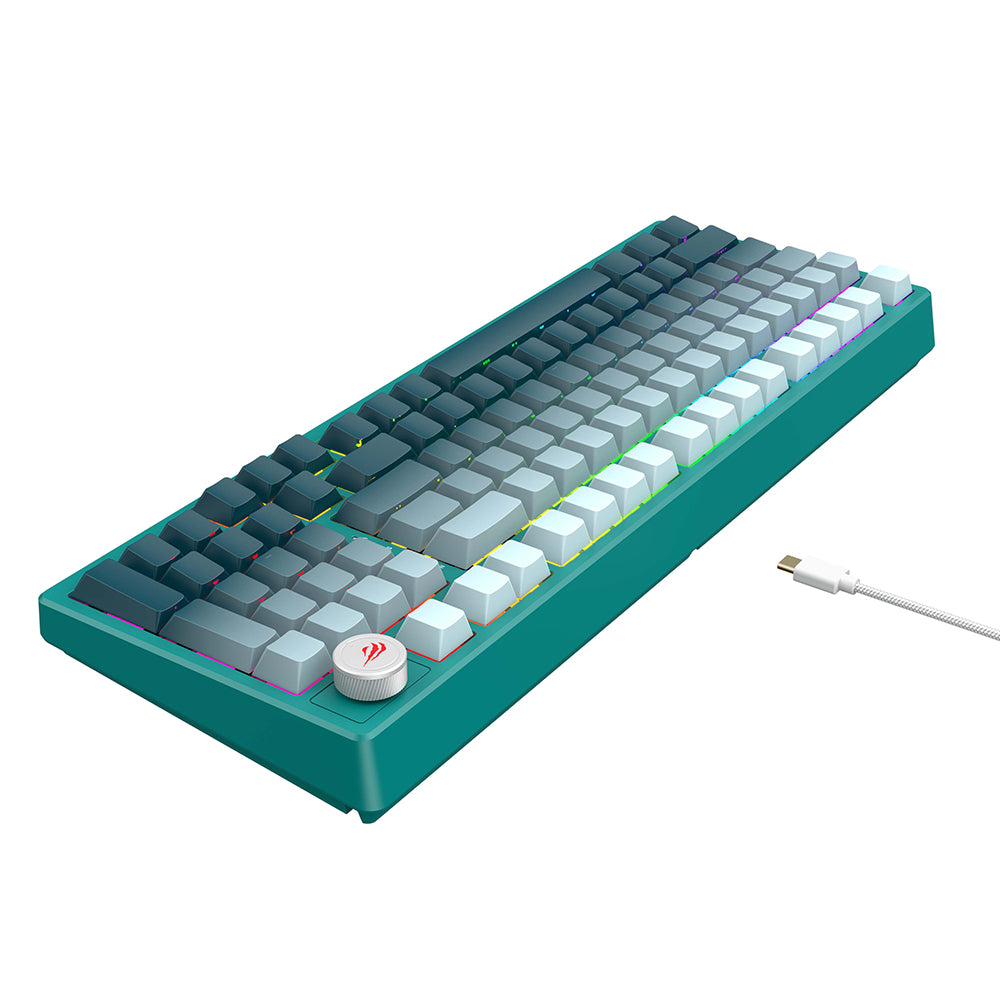 Tastatura Gaming HAVIT KB899L, RGB, 1.8m, Alba Verde