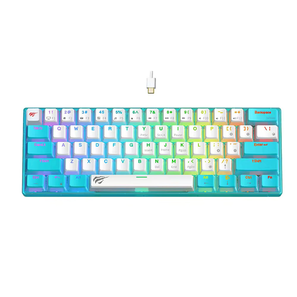 Tastatura Gaming HAVIT KB903L, RGB, 1.8m, Albastra Alba