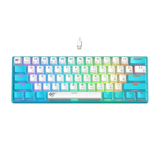 Tastatura Gaming HAVIT KB903L, RGB, 1.8m, Albastra Alba