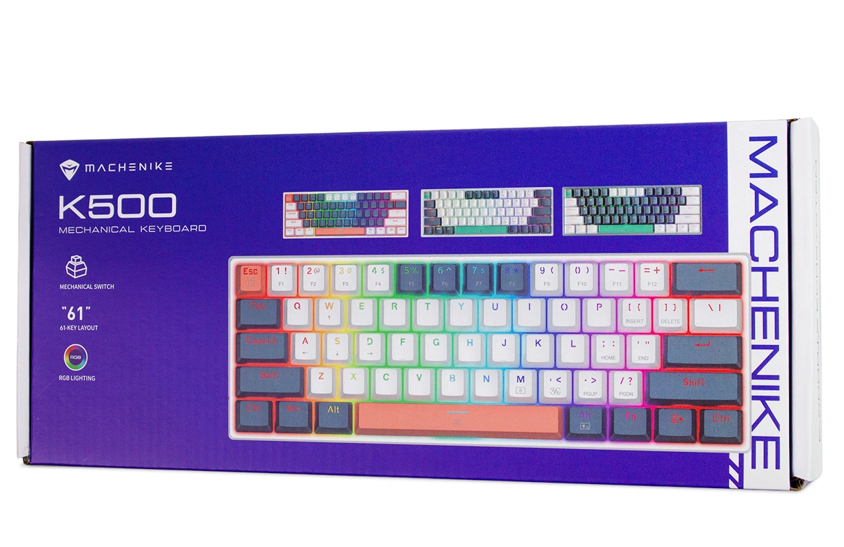 Tastatura Gaming Wired USB Machenike K500-B61 Mechanical, RGB, Albastra Alba