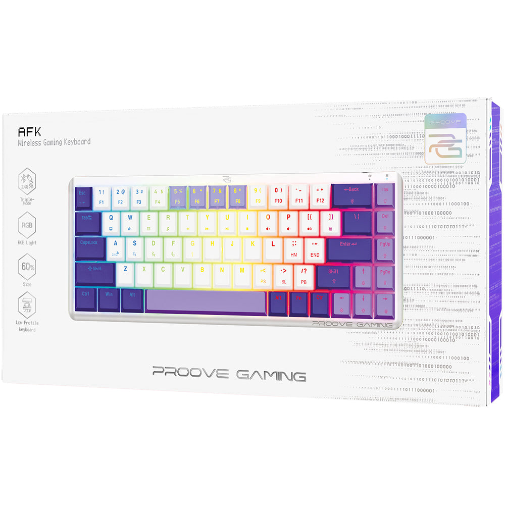 Tastatura Gaming Wireless Proove AFK, RGB, BT / Wi-Fi / Wired, 1.5m, Alba WKAFKEN22002