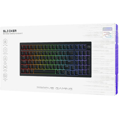 Tastatura Gaming Wireless Proove Slicker, RGB, BT / Wi-Fi / Wired, 1.8m, Neagra WKSLEN00022401