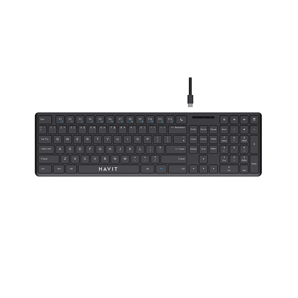 Tastatura Wired USB HAVIT KB252, USB-C, 1.5m, Neagra