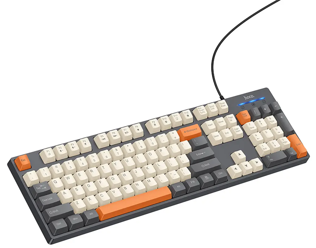 Tastatura Wired USB HOCO GM61 Tri-Color, 1.45m, Gri