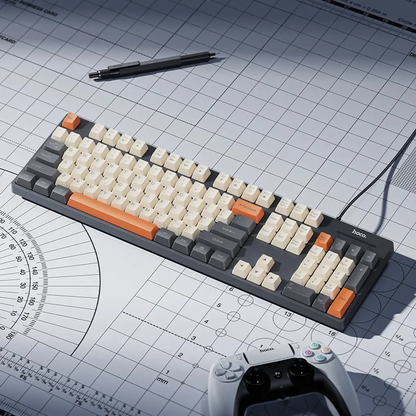 Tastatura Wired USB HOCO GM61 Tri-Color, 1.45m, Gri