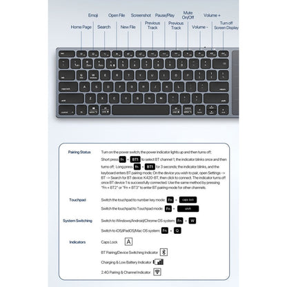 Tastatura Wireless DUX DUCIS LK, BT / Wi-Fi, Alba